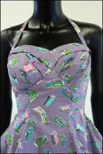 Vintage 1950s Lilac 'Matchbox' Print Swimsuit