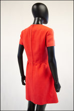 Vintage 1960s Coral Red Wool Mini Dress