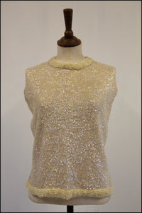 Vintage 1950s Iridescent Pearl Sequin Top