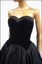 Vintage 1950s Black Velvet Sweetheart Cocktail Dress