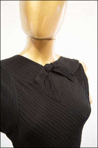 Vintage 1930s Black Crepe Pin Tuck Gown