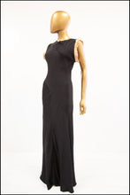 Vintage 1930s Black Crepe Pin Tuck Gown