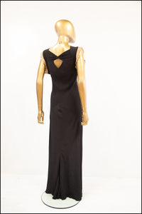 Vintage 1930s Black Crepe Pin Tuck Gown