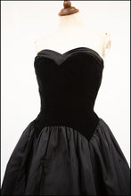 Vintage 1950s Black Velvet Sweetheart Cocktail Dress