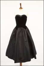 Vintage 1950s Black Velvet Sweetheart Cocktail Dress