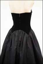 Vintage 1950s Black Velvet Sweetheart Cocktail Dress