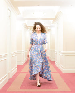 Belle Dress in Blue Floral Muslin