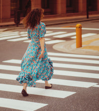 Belle Dress in Blue Floral Muslin