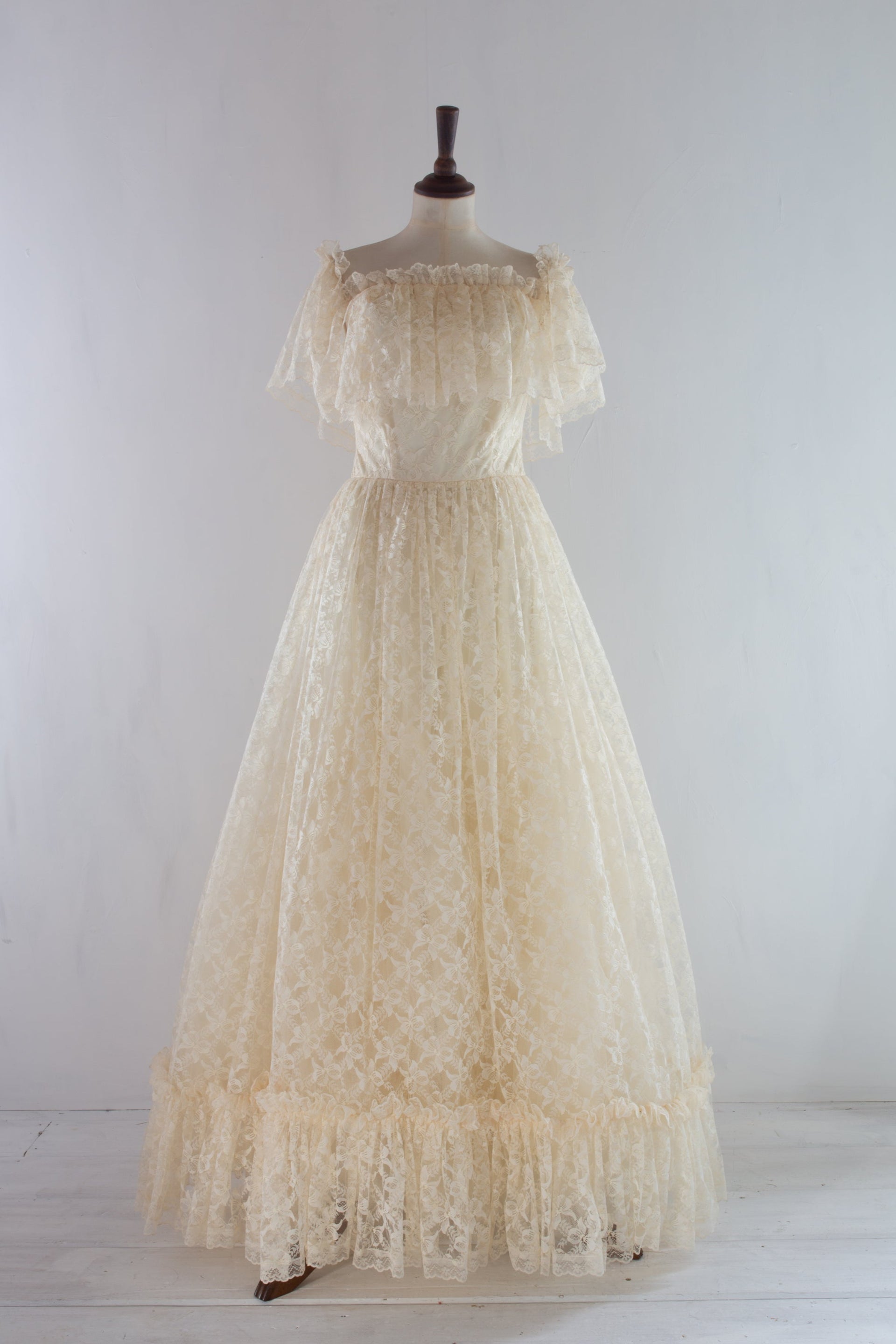 vintage cream lace wedding dress Gloria Lace Maxi Dress  Vintage Cream