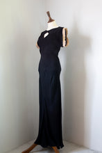 Vintage 1930s Black Crepe Pin Tuck Gown