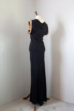Vintage 1930s Black Crepe Pin Tuck Gown