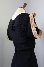 Vintage 1930s Black Crepe Pin Tuck Gown