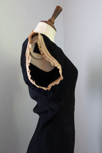 Vintage 1930s Black Crepe Pin Tuck Gown