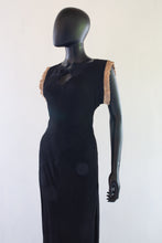 Vintage 1930s Black Crepe Pin Tuck Gown