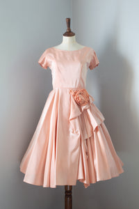 Vintage 1950s Ballet Pink Rose Dress