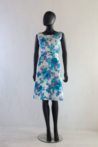 Vintage 1960s Blue Floral Dress