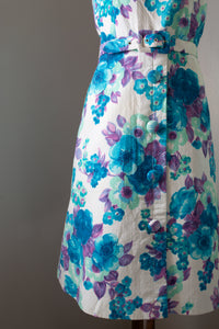 Vintage 1960s Blue Floral Dress