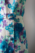 Vintage 1960s Blue Floral Dress