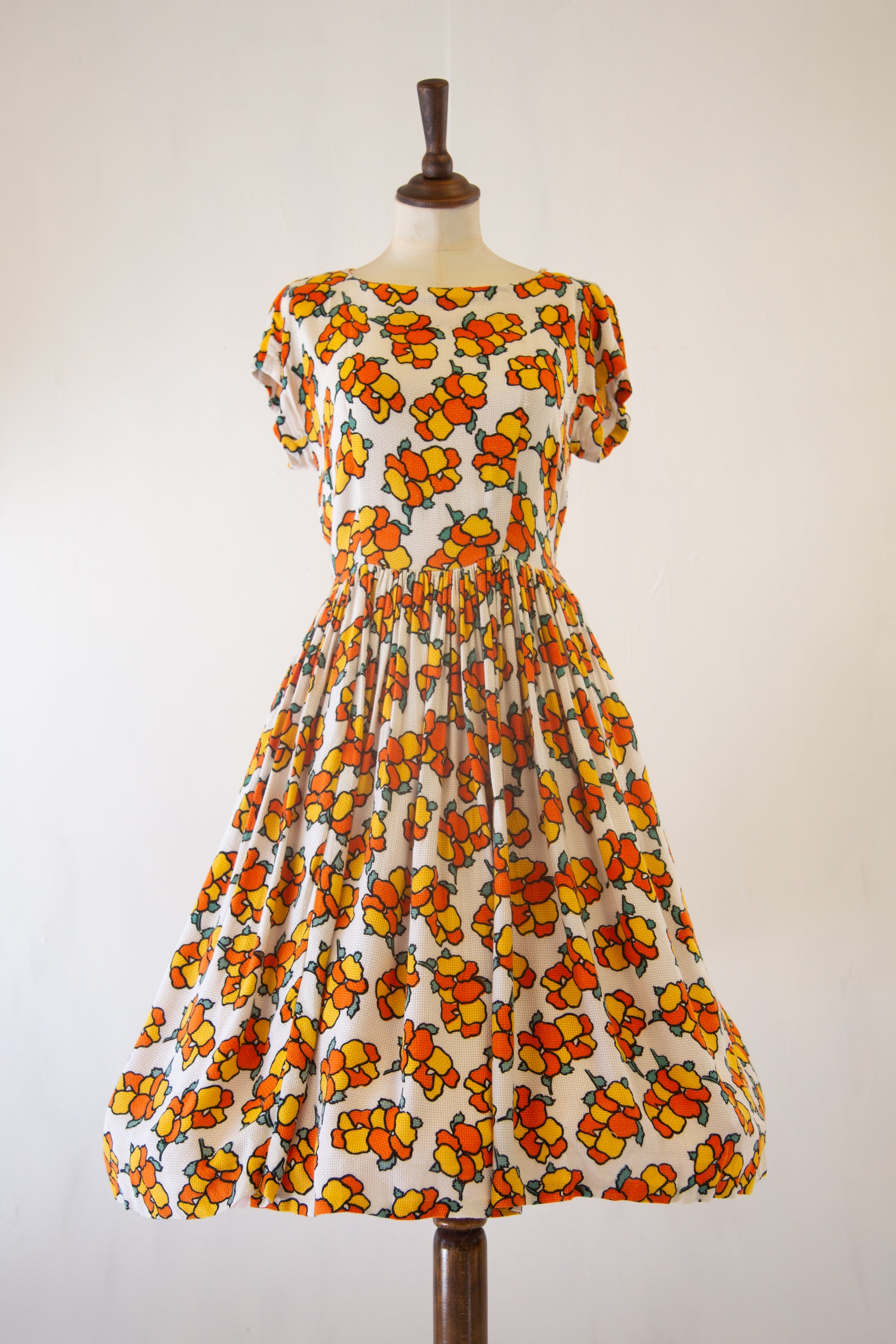 Vintage 1940s Citrus Print Summer Dress
