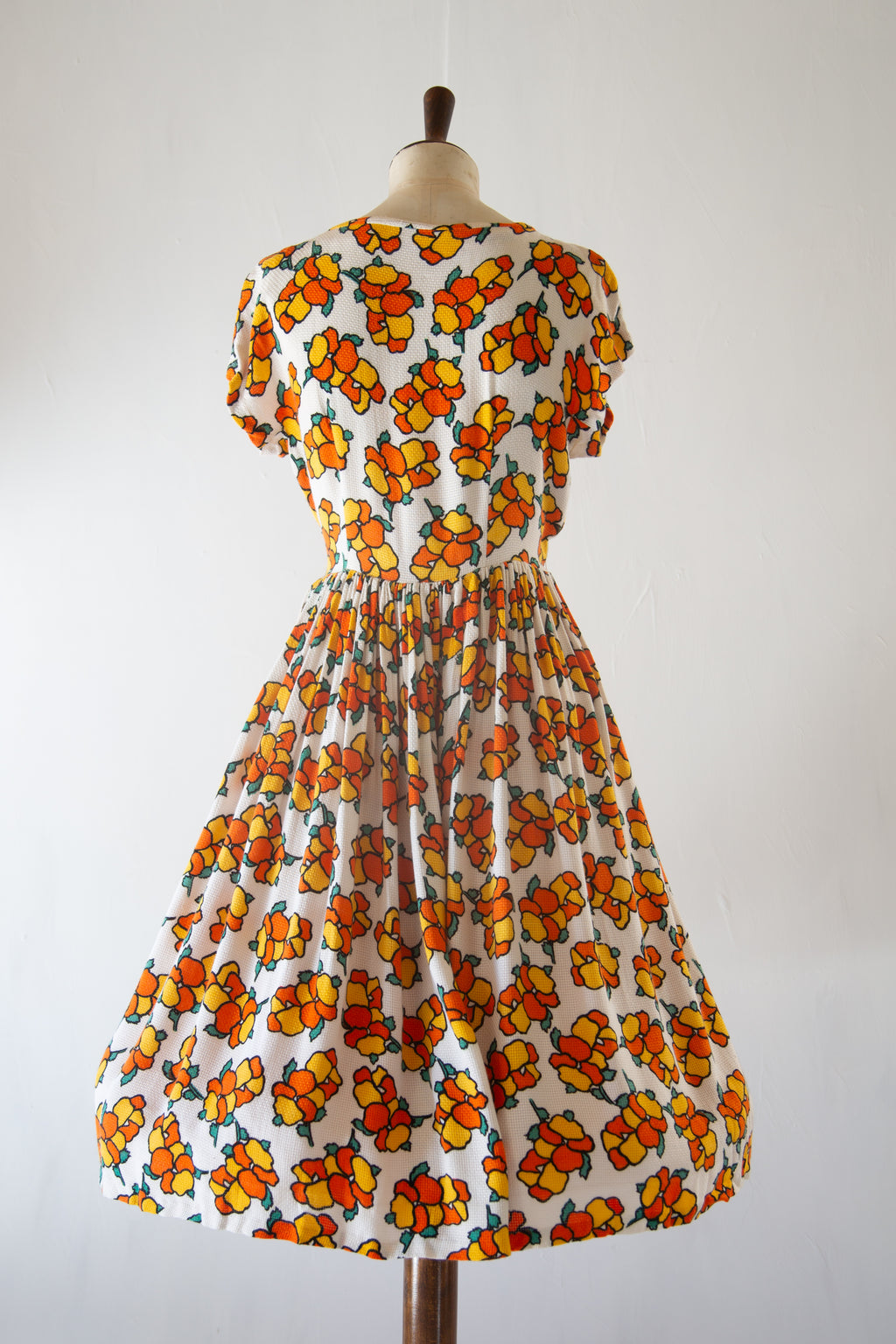 Vintage 1940s Citrus Print Summer Dress