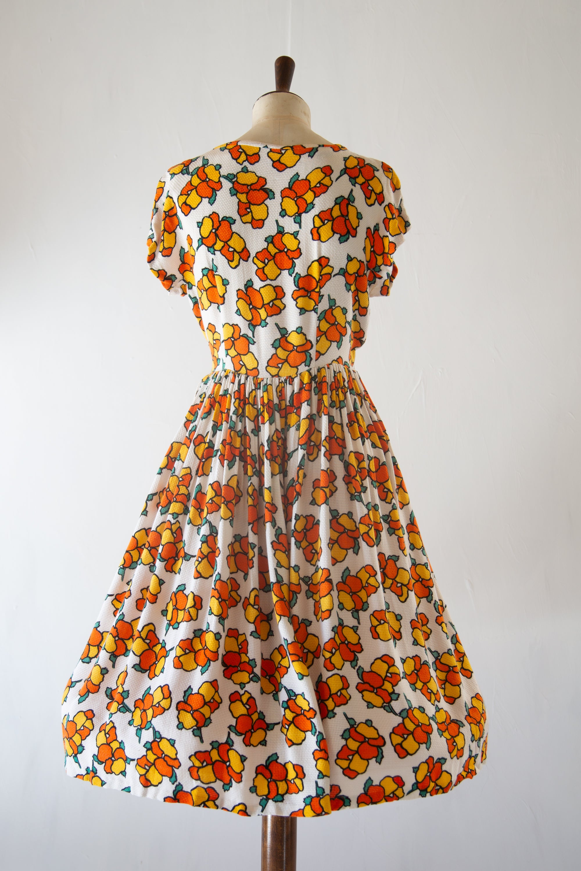 Vintage 1940s Citrus Print Summer Dress