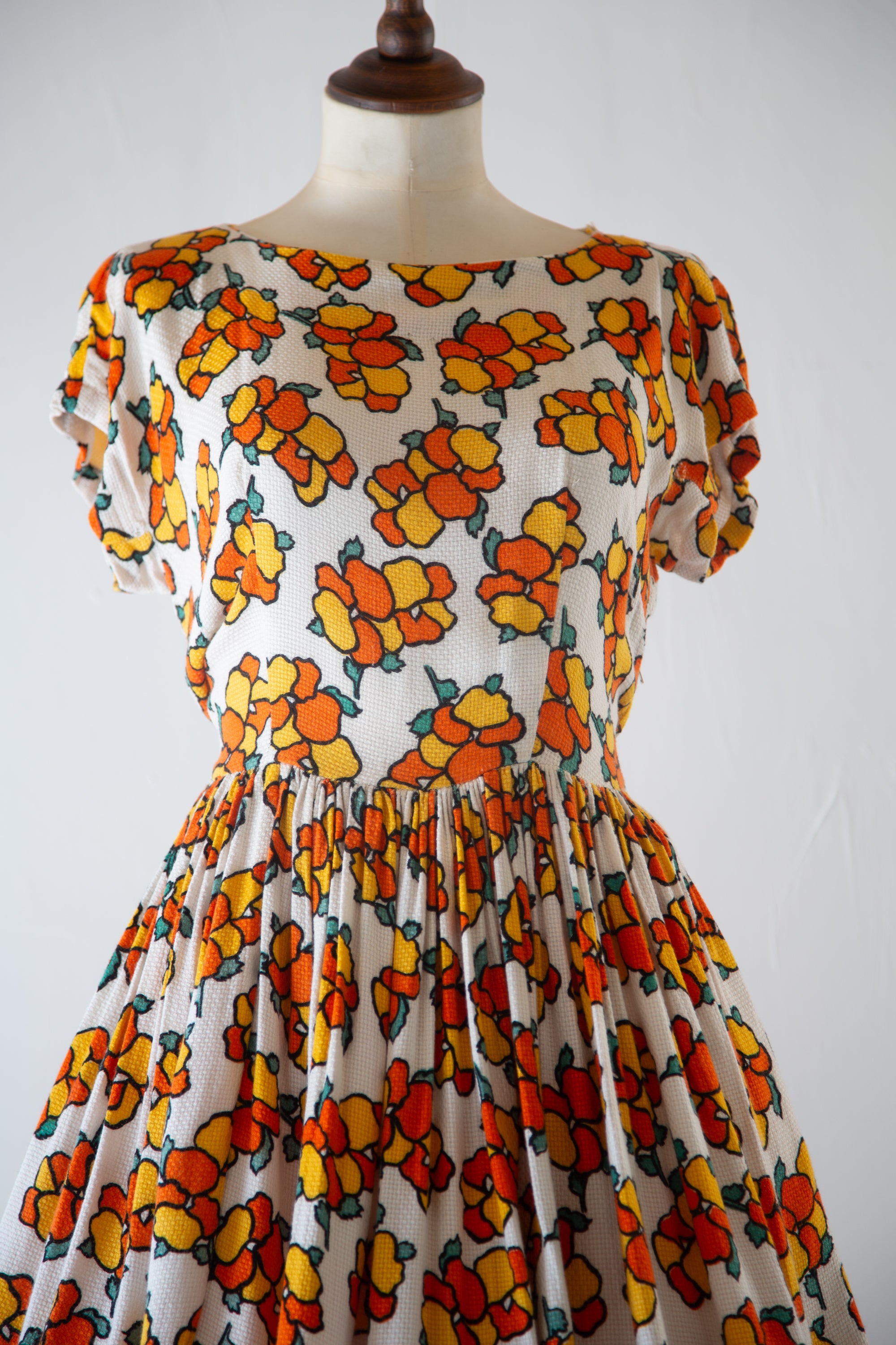 Vintage 1940s Citrus Print Summer Dress