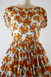 Vintage 1940s Citrus Print Summer Dress