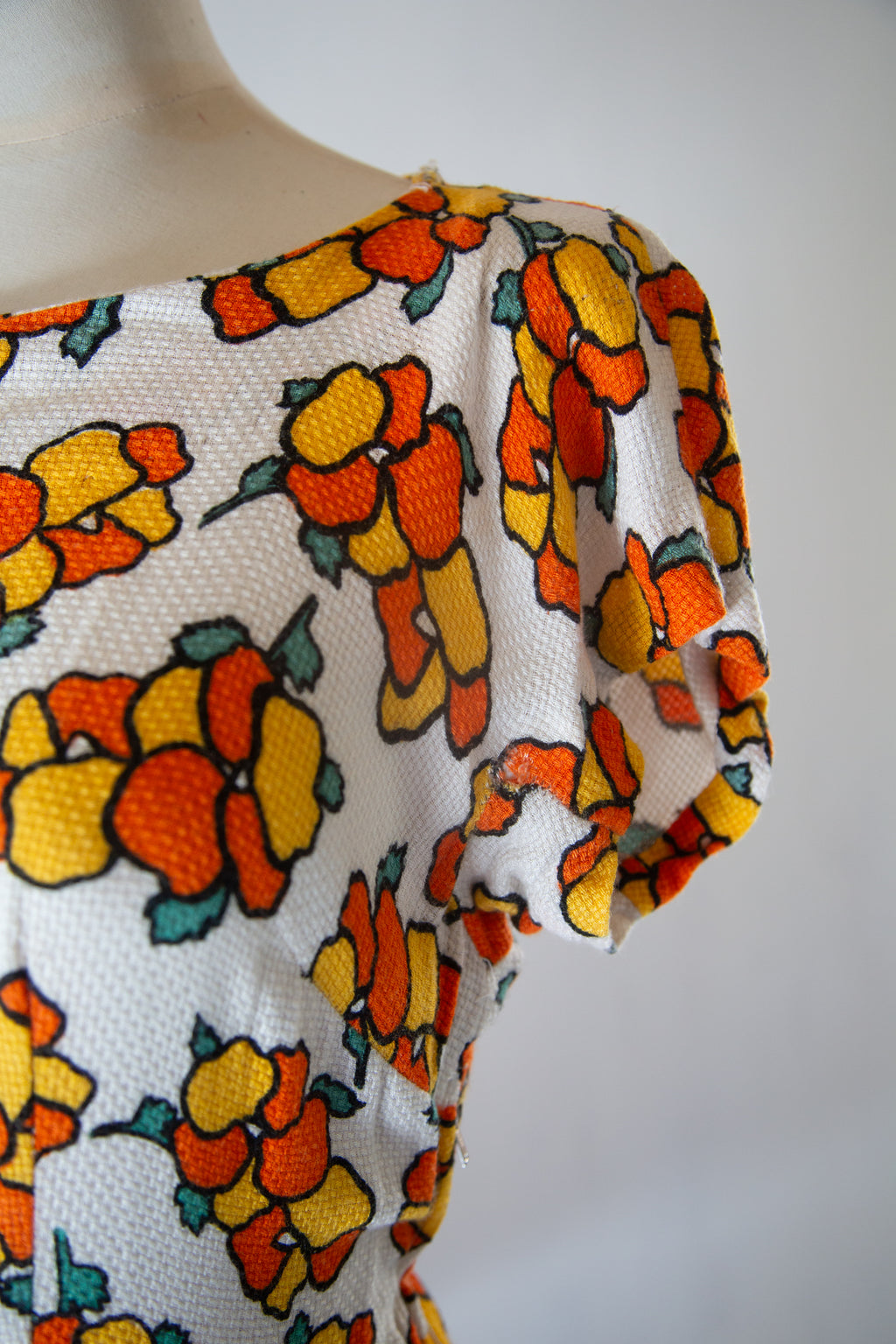 Vintage 1940s Citrus Print Summer Dress