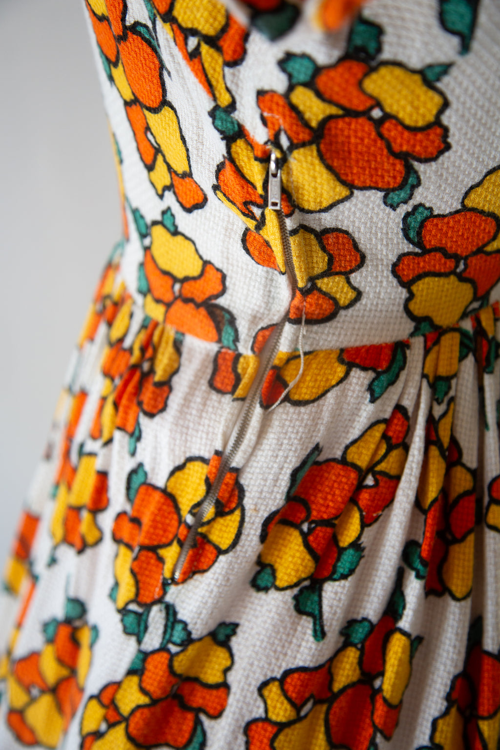 Vintage 1940s Citrus Print Summer Dress