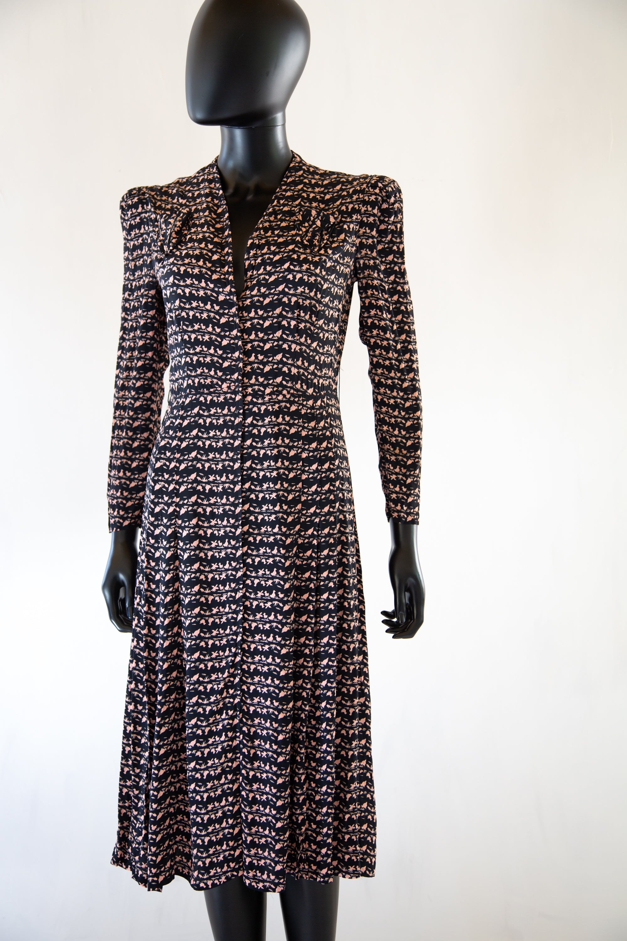 Vintage 1940s Novelty Print Tea Dress