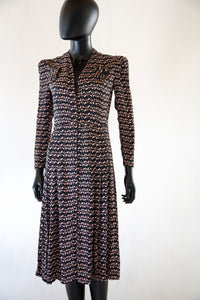 Vintage 1940s Novelty Print Tea Dress
