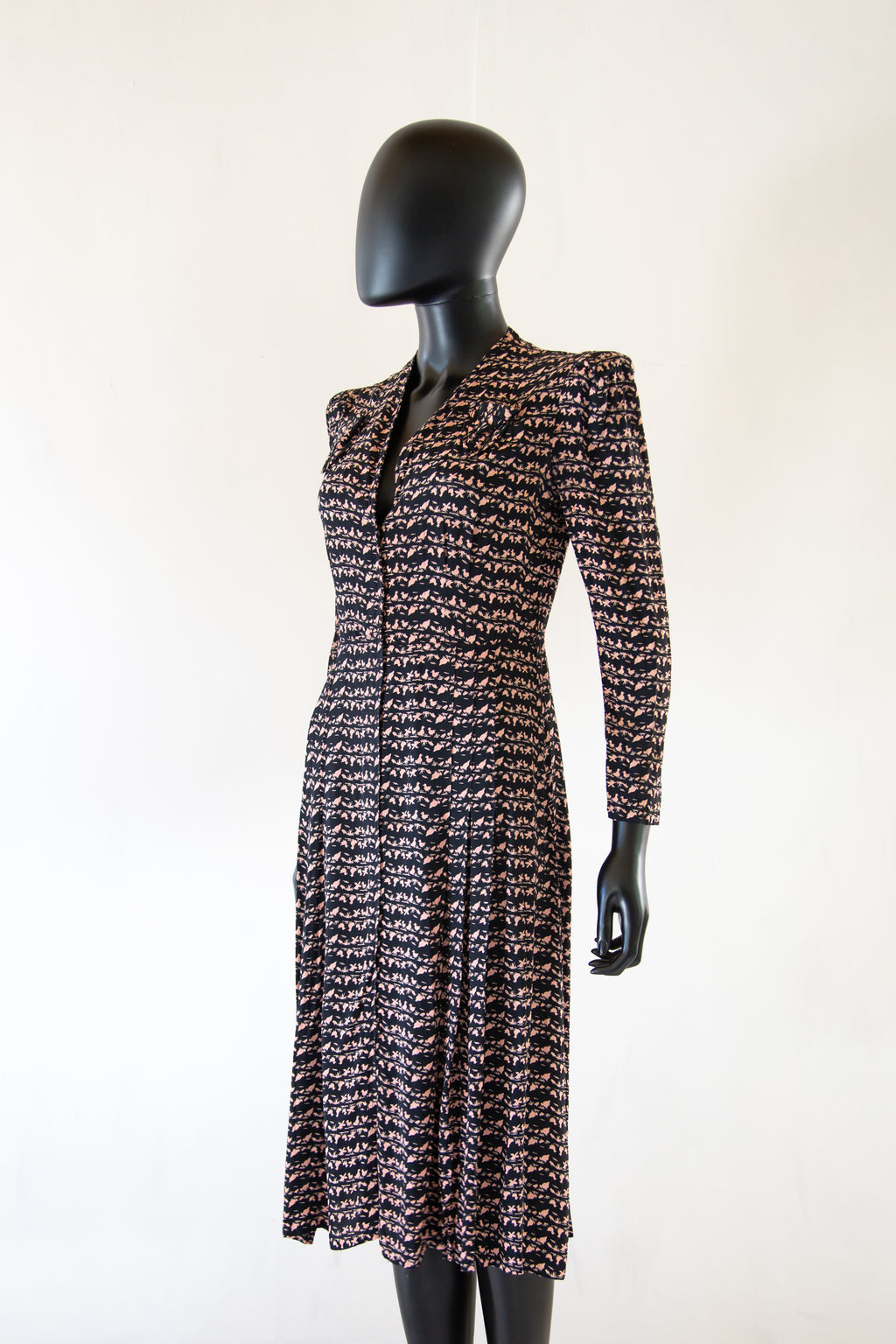 Vintage 1940s Novelty Print Tea Dress