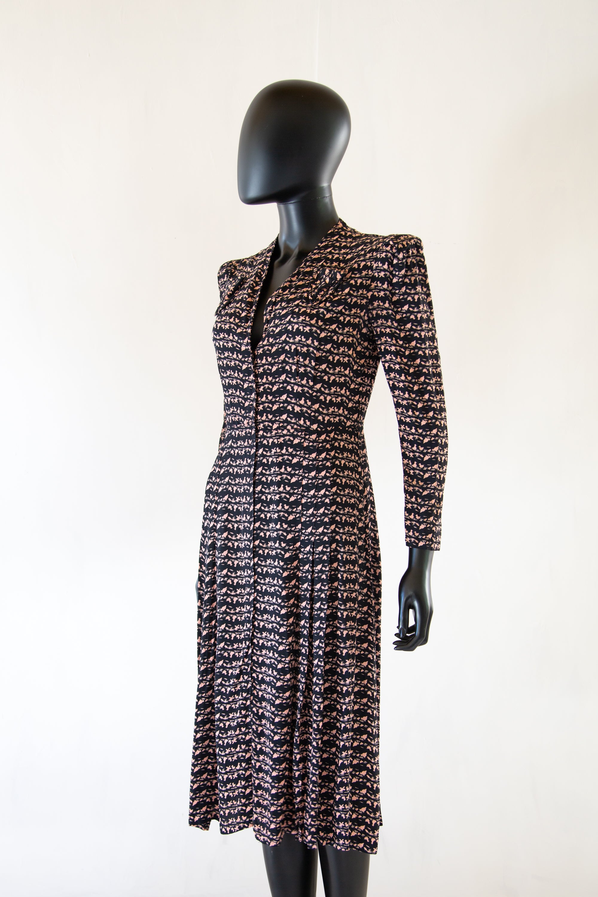 Vintage 1940s Novelty Print Tea Dress