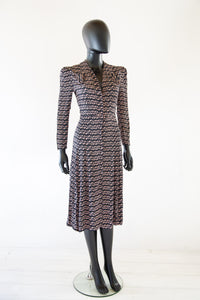Vintage 1940s Novelty Print Tea Dress