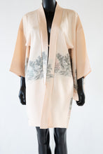 Vintage 1960s Blush Cream Silk Landscape Haori Jacket