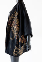 Vintage 1950s Black and Gold Silk Haori Jacket