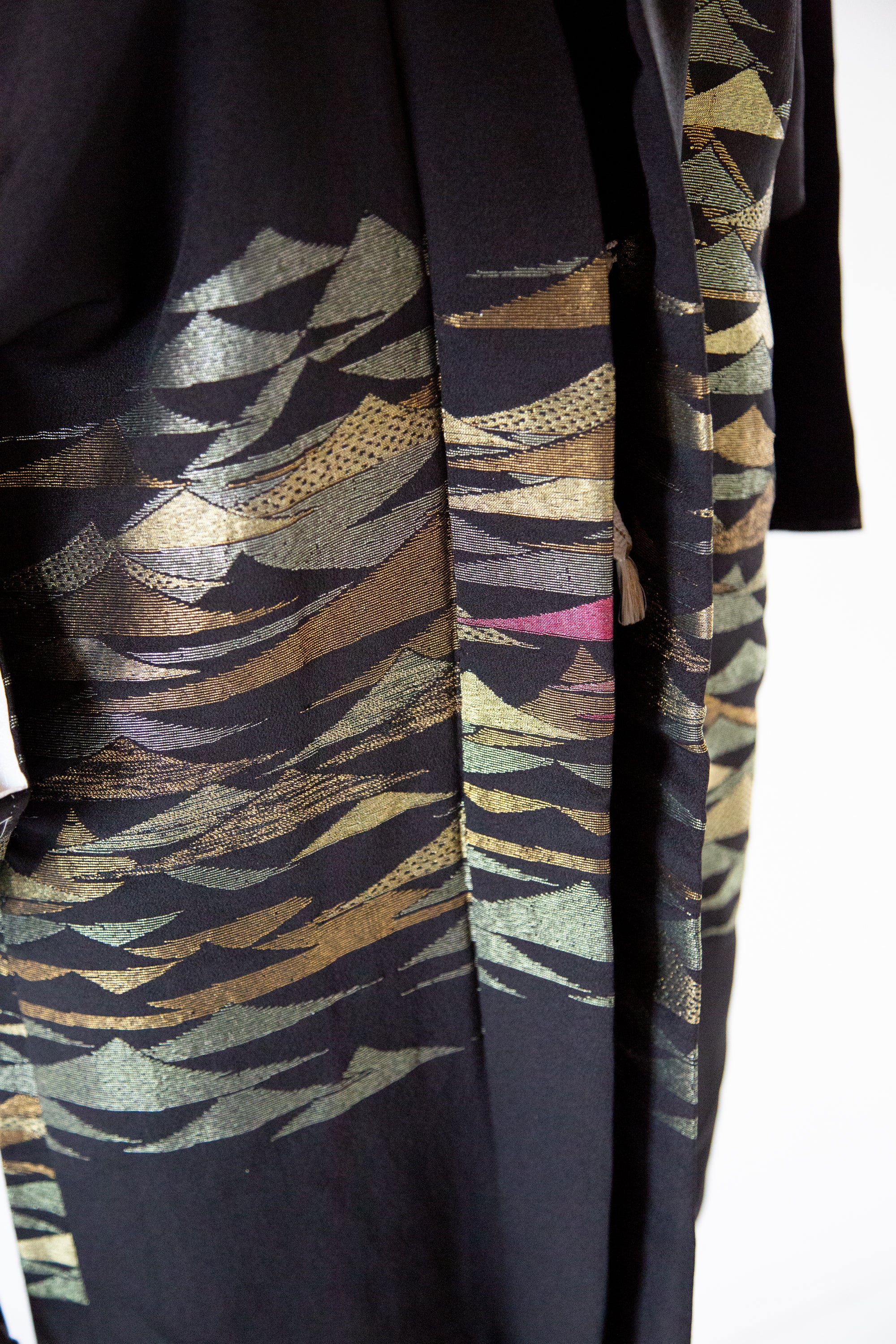 Vintage 1950s Black Metallic Abstract Haori Kimono Jacket