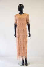 Vintage 1980s Peach Guipure Lace Tiered Maxi Dress