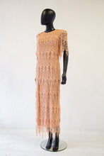 Vintage 1980s Peach Guipure Lace Tiered Maxi Dress