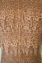 Vintage 1980s Peach Guipure Lace Tiered Maxi Dress