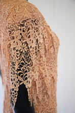 Vintage 1980s Peach Guipure Lace Tiered Maxi Dress