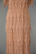 Vintage 1980s Peach Guipure Lace Tiered Maxi Dress