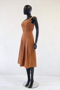 Vintage 1970s Brown Cord Pinafore Dress