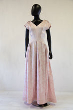 Vintage 1940s Pink Damask Maxi Dress