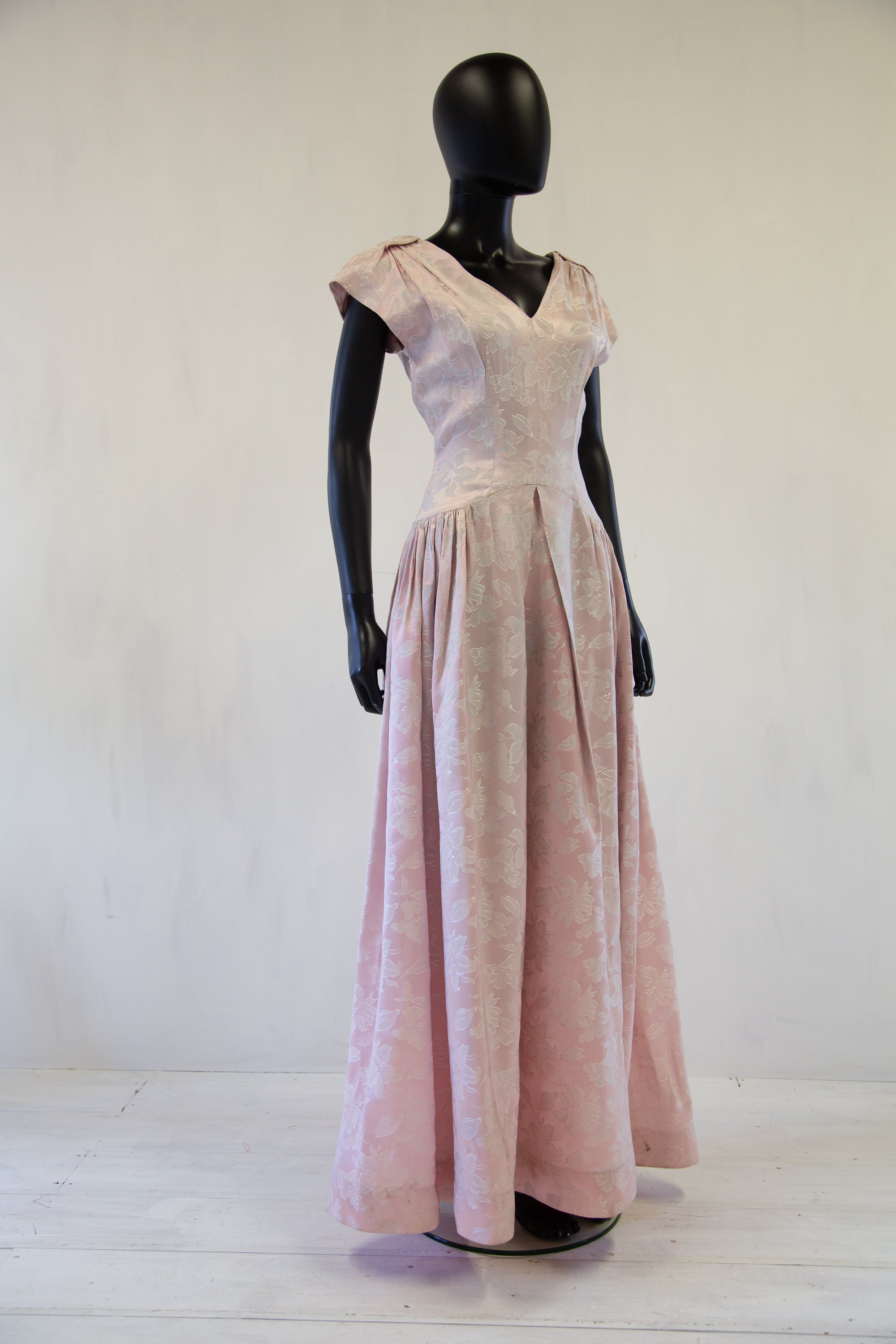 1940s pink damask gown