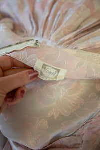 Vintage 1940s Pink Damask Maxi Dress