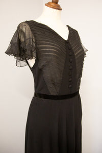Vintage 1930s Black Tulle Dress