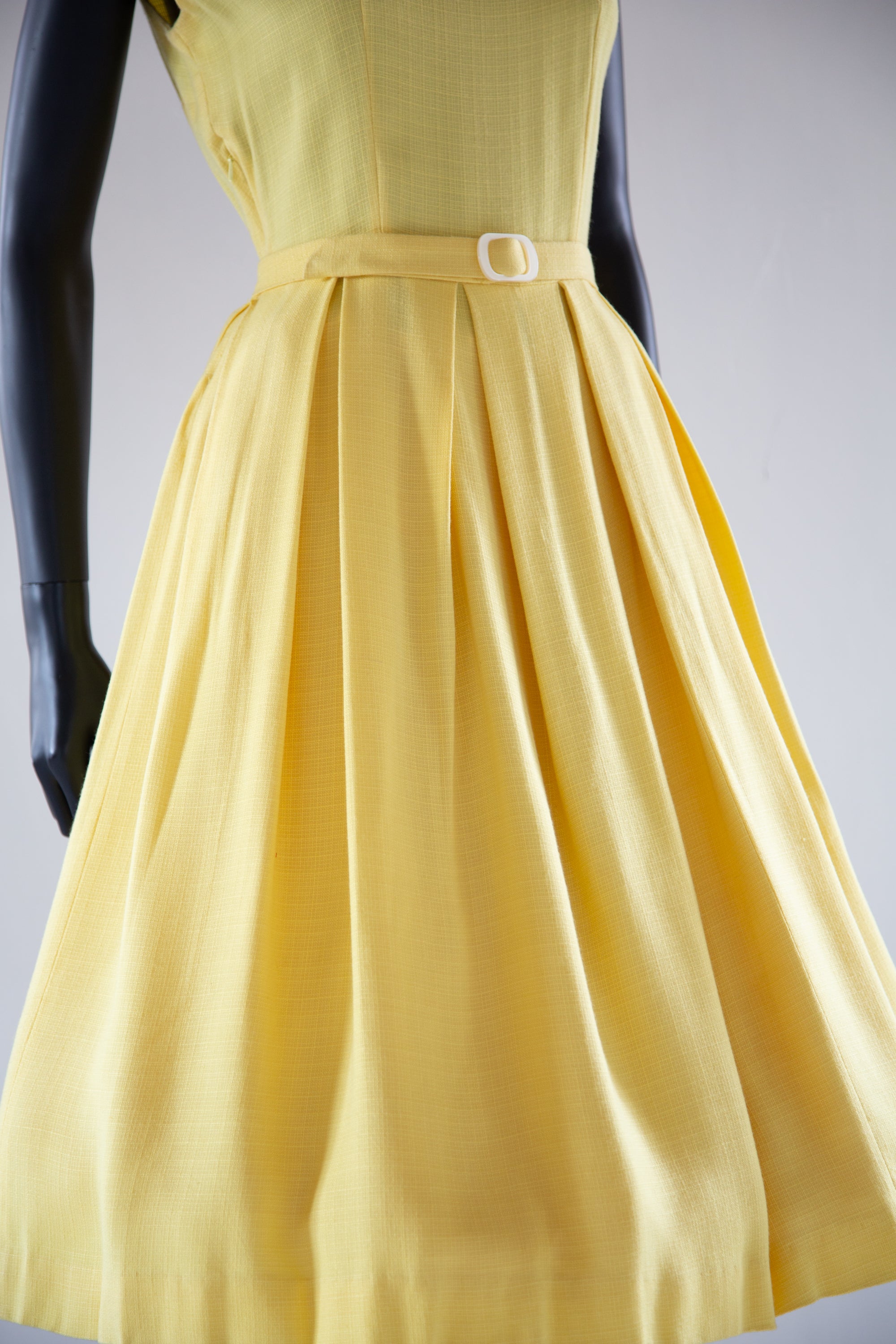 Vintage 1980s does 50s Yellow Linen Dress Vintage 1980s does 50s Yellow Linen Dress