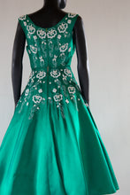 Vintage 1950s Green Beaded Cocktail Dress