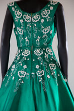 Vintage 1950s Green Beaded Cocktail Dress